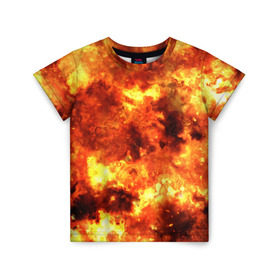 Детская футболка 3D с принтом Взрывной гранж в Петрозаводске, 100% гипоаллергенный полиэфир | прямой крой, круглый вырез горловины, длина до линии бедер, чуть спущенное плечо, ткань немного тянется | взрыв | гранж | огонь | пламя | эксклюзив