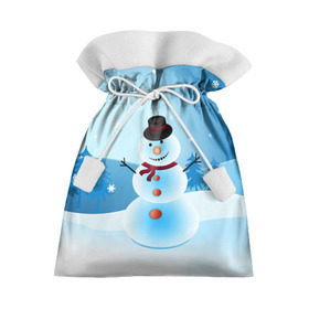Подарочный 3D мешок с принтом Снеговик в Петрозаводске, 100% полиэстер | Размер: 29*39 см | Тематика изображения на принте: дед мороз | зима | новый год | праздник | снеговик | снежинки