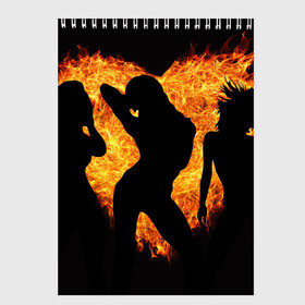 Скетчбук с принтом Танец огня в Петрозаводске, 100% бумага
 | 48 листов, плотность листов — 100 г/м2, плотность картонной обложки — 250 г/м2. Листы скреплены сверху удобной пружинной спиралью | любовь | огонь | пламя | сердце | танец