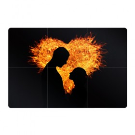Магнитный плакат 3Х2 с принтом Огненная любовь в Петрозаводске, Полимерный материал с магнитным слоем | 6 деталей размером 9*9 см | любовь | огонь | пламя | сердце | танец