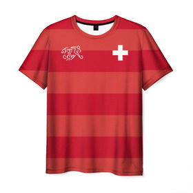 Мужская футболка 3D с принтом Сборная Швейцарии в Петрозаводске, 100% полиэфир | прямой крой, круглый вырез горловины, длина до линии бедер | Тематика изображения на принте: футбол | швейцария