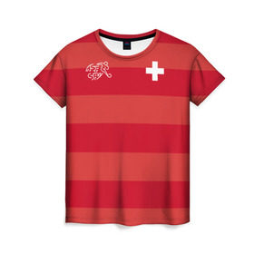 Женская футболка 3D с принтом Сборная Швейцарии в Петрозаводске, 100% полиэфир ( синтетическое хлопкоподобное полотно) | прямой крой, круглый вырез горловины, длина до линии бедер | футбол | швейцария