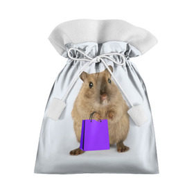 Подарочный 3D мешок с принтом Хомяк с сумкой в Петрозаводске, 100% полиэстер | Размер: 29*39 см | грызун | животные | крыса | мышь | хомяк | яблоко
