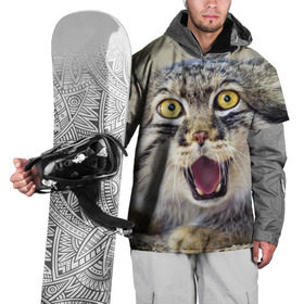 Накидка на куртку 3D с принтом Дикий кот в Петрозаводске, 100% полиэстер |  | animal | cat | eyes | jaws | predator | teeth | wild | взгляд | дикий | животное | клыки | кот | пасть | хищник