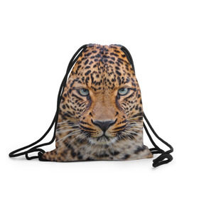 Рюкзак-мешок 3D с принтом Леопард в Петрозаводске, 100% полиэстер | плотность ткани — 200 г/м2, размер — 35 х 45 см; лямки — толстые шнурки, застежка на шнуровке, без карманов и подкладки | animal | leopard | look | predator | spotted | wild | взгляд | дикий | животное | леопард | пятнистый | хищник
