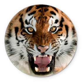 Коврик круглый с принтом Тигр в Петрозаводске, резина и полиэстер | круглая форма, изображение наносится на всю лицевую часть | animal | predator | striped | tiger | view | wild | взгляд | дикий | животное | полосатый | тигр | хищник