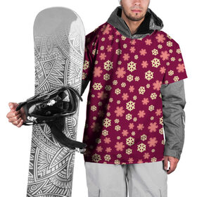 Накидка на куртку 3D с принтом Снежинки бордо в Петрозаводске, 100% полиэстер |  | год петуха | детям | любимым. | новый год | подарок | популярное | снег | снежинки