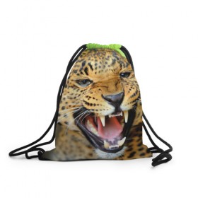 Рюкзак-мешок 3D с принтом Леопард в Петрозаводске, 100% полиэстер | плотность ткани — 200 г/м2, размер — 35 х 45 см; лямки — толстые шнурки, застежка на шнуровке, без карманов и подкладки | animal | leopard | look | predator | spotted | wild | взгляд | дикий | животное | леопард | пятнистый | хищник