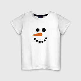 Детская футболка хлопок с принтом Снеговик минимализм в Петрозаводске, 100% хлопок | круглый вырез горловины, полуприлегающий силуэт, длина до линии бедер | год петуха | детям | крутой снеговик | любимым. | минимализм | морковка | новый год | подарок | популярное | снег | снеговик