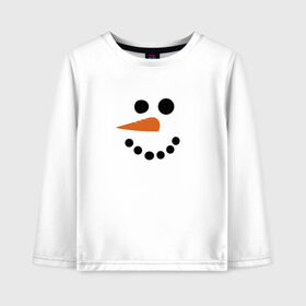 Детский лонгслив хлопок с принтом Снеговик минимализм в Петрозаводске, 100% хлопок | круглый вырез горловины, полуприлегающий силуэт, длина до линии бедер | год петуха | детям | крутой снеговик | любимым. | минимализм | морковка | новый год | подарок | популярное | снег | снеговик