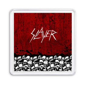 Магнит 55*55 с принтом Slayer Red в Петрозаводске, Пластик | Размер: 65*65 мм; Размер печати: 55*55 мм | metal | rock | метал | рок | слэйер | трэш | череп