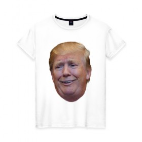Женская футболка хлопок с принтом Трамп в Петрозаводске, 100% хлопок | прямой крой, круглый вырез горловины, длина до линии бедер, слегка спущенное плечо | 
