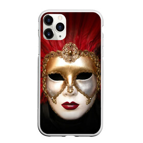 Чехол для iPhone 11 Pro матовый с принтом Венецианская маска в Петрозаводске, Силикон |  | Тематика изображения на принте: венеция | италия | карнавал | красный | лицо | перья