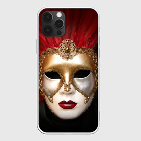 Чехол для iPhone 12 Pro с принтом Венецианская маска в Петрозаводске, силикон | область печати: задняя сторона чехла, без боковых панелей | венеция | италия | карнавал | красный | лицо | перья