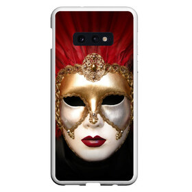 Чехол для Samsung S10E с принтом Венецианская маска в Петрозаводске, Силикон | Область печати: задняя сторона чехла, без боковых панелей | венеция | италия | карнавал | красный | лицо | перья