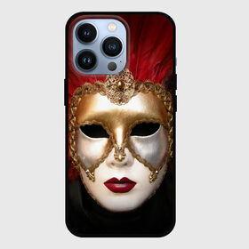 Чехол для iPhone 13 Pro с принтом Венецианская маска в Петрозаводске,  |  | Тематика изображения на принте: венеция | италия | карнавал | красный | лицо | перья