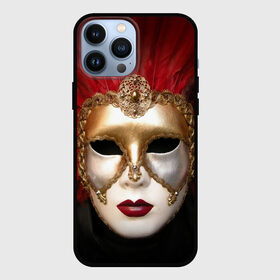Чехол для iPhone 13 Pro Max с принтом Венецианская маска в Петрозаводске,  |  | Тематика изображения на принте: венеция | италия | карнавал | красный | лицо | перья