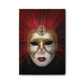 Обложка для автодокументов с принтом Венецианская маска в Петрозаводске, натуральная кожа |  размер 19,9*13 см; внутри 4 больших “конверта” для документов и один маленький отдел — туда идеально встанут права | венеция | италия | карнавал | красный | лицо | перья