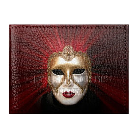 Обложка для студенческого билета с принтом Венецианская маска в Петрозаводске, натуральная кожа | Размер: 11*8 см; Печать на всей внешней стороне | Тематика изображения на принте: венеция | италия | карнавал | красный | лицо | перья