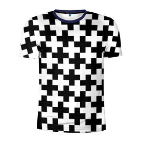 Мужская футболка 3D спортивная с принтом Крест в Петрозаводске, 100% полиэстер с улучшенными характеристиками | приталенный силуэт, круглая горловина, широкие плечи, сужается к линии бедра | cross | крест | оптическая иллюзия | орнамент | узор | чёрно белый