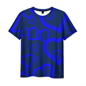 Мужская футболка 3D с принтом Ночная романтика в Петрозаводске, 100% полиэфир | прямой крой, круглый вырез горловины, длина до линии бедер | Тематика изображения на принте: love is | влюблённый | любовь | ночь | романтика | сердечки | сердце