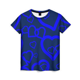 Женская футболка 3D с принтом Ночная романтика в Петрозаводске, 100% полиэфир ( синтетическое хлопкоподобное полотно) | прямой крой, круглый вырез горловины, длина до линии бедер | Тематика изображения на принте: love is | влюблённый | любовь | ночь | романтика | сердечки | сердце