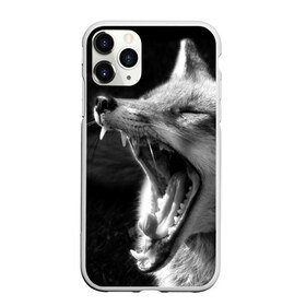 Чехол для iPhone 11 Pro матовый с принтом Лиса в Петрозаводске, Силикон |  | animal | bw | fox | jaws | predator | sly | teeth | wild | yawn | дикая | животное | зевает | зубы | лиса | пасть | хитрая | хищник | чб