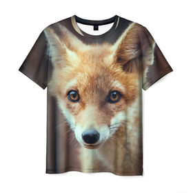 Мужская футболка 3D с принтом Лиса в Петрозаводске, 100% полиэфир | прямой крой, круглый вырез горловины, длина до линии бедер | animal | baby | fox | look | predator | red | sly | wild | взгляд | дикая | животное | лиса | малыш | рыжая | хитрая | хищник