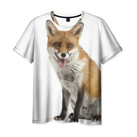Мужская футболка 3D с принтом Лиса в Петрозаводске, 100% полиэфир | прямой крой, круглый вырез горловины, длина до линии бедер | animal | baby | fox | look | predator | red | sly | wild | взгляд | дикая | животное | лиса | малыш | рыжая | хитрая | хищник