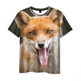 Мужская футболка 3D с принтом Лиса в Петрозаводске, 100% полиэфир | прямой крой, круглый вырез горловины, длина до линии бедер | animal | fox | look | predator | red | sly | wild | взгляд | дикая | животное | лиса | рыжая | хитрая | хищник