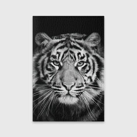 Обложка для паспорта матовая кожа с принтом Тигр в Петрозаводске, натуральная матовая кожа | размер 19,3 х 13,7 см; прозрачные пластиковые крепления | animal | black   white | look | predator | tiger | wild | взгляд | дикий | животное | тигр | хищник | черно   белый