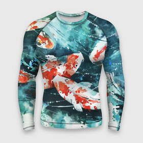 Мужской рашгард 3D с принтом Koi Fish (карпы кои) в Петрозаводске,  |  | bright | brocade | carp | color | decorative | depth | exotic | fish | koi | koi fish | sea | water | вода | глубина | декоративные | карпы | кои | море | парчовый | рыбки | цвет | экзотические | яркий