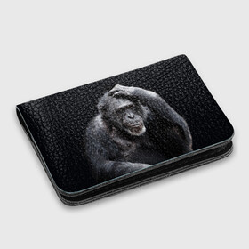 Картхолдер с принтом с принтом ЕГЭ в Петрозаводске, натуральная матовая кожа | размер 7,3 х 10 см; кардхолдер имеет 4 кармана для карт; | егэ | обезьяна | шимпанзе | школа | экзамен | экзамены