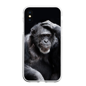 Чехол для iPhone XS Max матовый с принтом ЕГЭ в Петрозаводске, Силикон | Область печати: задняя сторона чехла, без боковых панелей | егэ | обезьяна | шимпанзе | школа | экзамен | экзамены