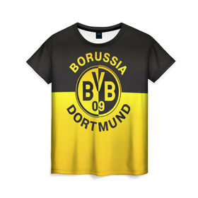 Женская футболка 3D с принтом Borussia Dortmund FC в Петрозаводске, 100% полиэфир ( синтетическое хлопкоподобное полотно) | прямой крой, круглый вырез горловины, длина до линии бедер | боруссия | германия | дортмунд | клуб | фк | футбол | футбольный