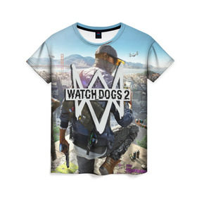 Женская футболка 3D с принтом Watch Dogs 2 в Петрозаводске, 100% полиэфир ( синтетическое хлопкоподобное полотно) | прямой крой, круглый вырез горловины, длина до линии бедер | watchdogs