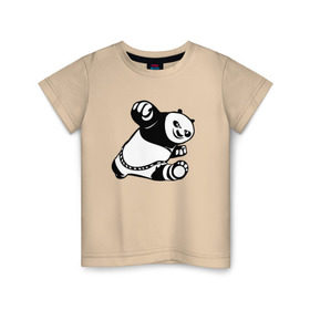 Детская футболка хлопок с принтом Панда в Петрозаводске, 100% хлопок | круглый вырез горловины, полуприлегающий силуэт, длина до линии бедер | кунг фу | мульт | панда