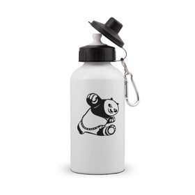 Бутылка спортивная с принтом Панда в Петрозаводске, металл | емкость — 500 мл, в комплекте две пластиковые крышки и карабин для крепления | кунг фу | мульт | панда