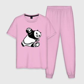 Мужская пижама хлопок с принтом Панда в Петрозаводске, 100% хлопок | брюки и футболка прямого кроя, без карманов, на брюках мягкая резинка на поясе и по низу штанин
 | кунг фу | мульт | панда