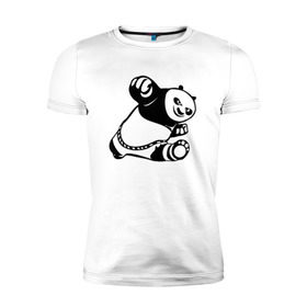 Мужская футболка премиум с принтом Панда в Петрозаводске, 92% хлопок, 8% лайкра | приталенный силуэт, круглый вырез ворота, длина до линии бедра, короткий рукав | кунг фу | мульт | панда