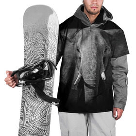Накидка на куртку 3D с принтом Слон в Петрозаводске, 100% полиэстер |  | animal | big | black   white | elephant | wild | большой | дикий | животное | слон | черно   белый