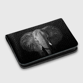 Картхолдер с принтом с принтом Слон в Петрозаводске, натуральная матовая кожа | размер 7,3 х 10 см; кардхолдер имеет 4 кармана для карт; | animal | big | black   white | elephant | wild | большой | дикий | животное | слон | черно   белый