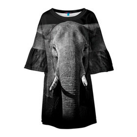 Детское платье 3D с принтом Слон в Петрозаводске, 100% полиэстер | прямой силуэт, чуть расширенный к низу. Круглая горловина, на рукавах — воланы | animal | big | black   white | elephant | wild | большой | дикий | животное | слон | черно   белый