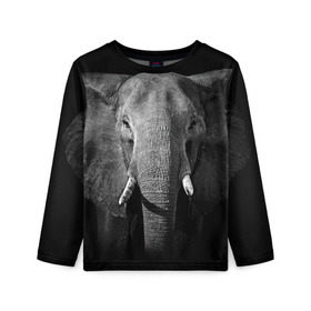 Детский лонгслив 3D с принтом Слон в Петрозаводске, 100% полиэстер | длинные рукава, круглый вырез горловины, полуприлегающий силуэт
 | animal | big | black   white | elephant | wild | большой | дикий | животное | слон | черно   белый