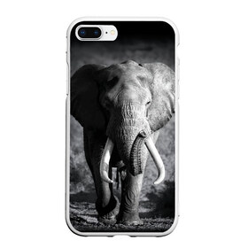 Чехол для iPhone 7Plus/8 Plus матовый с принтом Слон в Петрозаводске, Силикон | Область печати: задняя сторона чехла, без боковых панелей | africa | animal | big | black   white | elephant | go | road | savannah | wild | африка | большой | дикий | дорога | животное | идет | саванна | слон | черно   белый