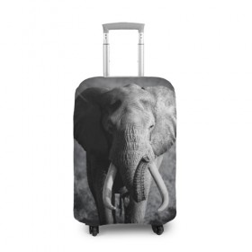 Чехол для чемодана 3D с принтом Слон в Петрозаводске, 86% полиэфир, 14% спандекс | двустороннее нанесение принта, прорези для ручек и колес | africa | animal | big | black   white | elephant | go | road | savannah | wild | африка | большой | дикий | дорога | животное | идет | саванна | слон | черно   белый