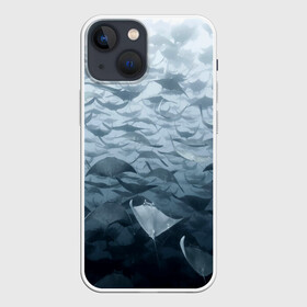 Чехол для iPhone 13 mini с принтом Электрические скаты в Петрозаводске,  |  | depth | fish | lot | ocean | power | rays | school | sea | water | вода | глубина | косяк | много | море | океан | рыбы | скаты | электрические