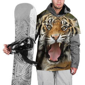 Накидка на куртку 3D с принтом Тигр в Петрозаводске, 100% полиэстер |  | angry | animal | beast | jaws | predator | teeth | tiger | животное | зверь | злой | клыки | оскал | пасть | тигр | хищник