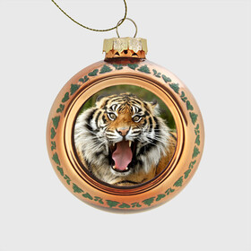 Стеклянный ёлочный шар с принтом Тигр в Петрозаводске, Стекло | Диаметр: 80 мм | angry | animal | beast | jaws | predator | teeth | tiger | животное | зверь | злой | клыки | оскал | пасть | тигр | хищник