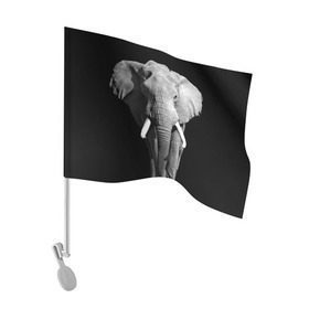 Флаг для автомобиля с принтом Слон в Петрозаводске, 100% полиэстер | Размер: 30*21 см | africa | big | black   white | elephant is an animal | shroud | tusks | африка | бивни | большой | животное | идет | савана | слон | черно   белый